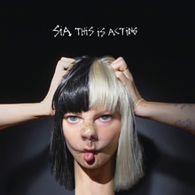 The album cover is actually a picture of Sia, but she has taped her nose into a different shape, and altered her neck, eyes, and arm formation through editing.