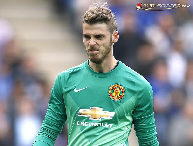 Keeper David De Gea gives a trademark grimace during the Leicester City vs. Manchester United game.
