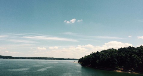 Lake Lanier in the fall sun, before the leaves have turned