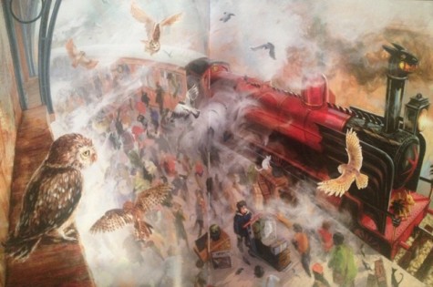 Photo taken of one of the new illustrations by Jim Kay in the illustrated edition of the first Harry Potter book.