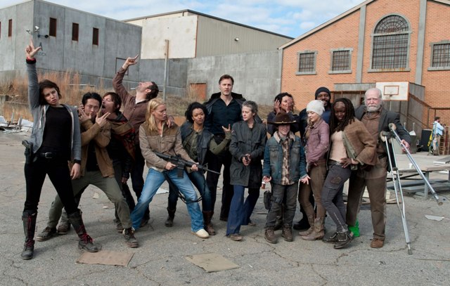 The cast of The Walking Dead having a blast filming the new season.