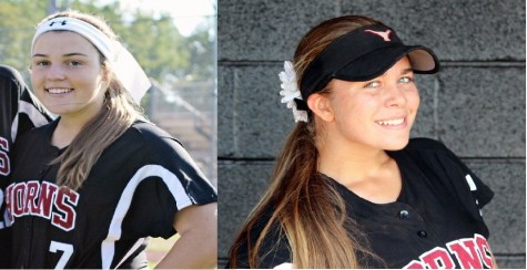 Portraits of Marissa Guimbard (left) and Kassidy Kuplin (right), showing off their confidence in their softball gear