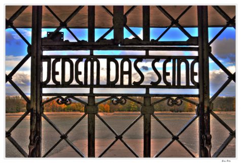 The sign outside Buchenwald which reads in English,