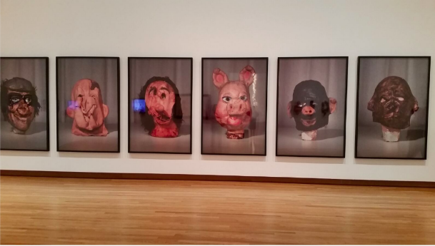 On our way back from Fort Walton Beach, we stopped by an art museum. This picture stood out to me the most; the distorted animal faces was very unique. At first, it creeped me out, but as I stared at it a bit more, many thoughts were going through my head. I wondered how the artist made this, how the author came up with this idea, and what it was made out of. 