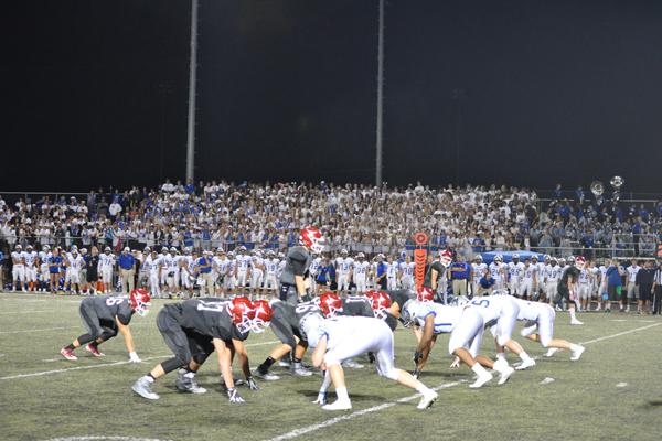 The Longhorns and the War Eagles line up before the next play in the third quarter of their big rivalry game.