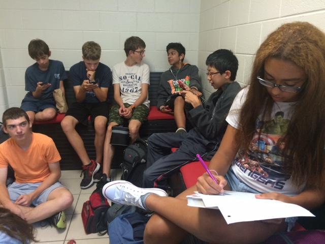 Students study and talk to one another during Lunch and Learn.