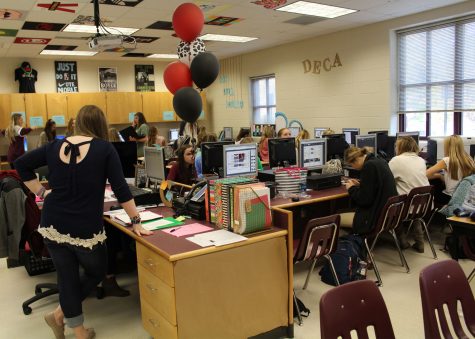 Lambert's Yearbook Staff hard at work after selecting the Outstanding Seniors from the Class of 2017.