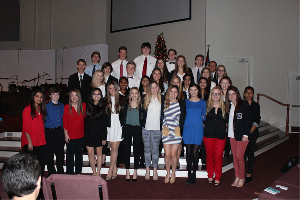 Lambert DECA members take a group picture after competing in the Region Competition at First Baptist Cumming church.