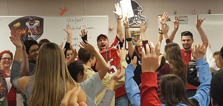 Teachers and students alike get excited for the NFLs championship weekend (Photo used with permission from Stephanie Harrison) 
