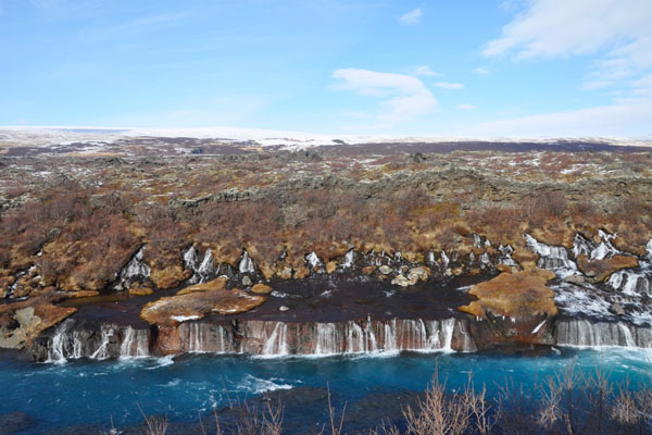 Water from glaciers falls through the porous lava rock, that was left behind from previous volcanic eruptions. The water that falls if crystal clear, and ready to drink after being filtered by the layers of rock it flows through.