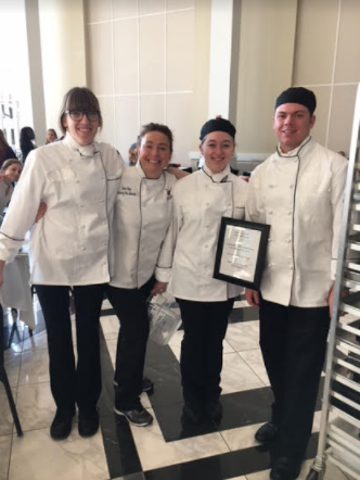 (Left to right: Hannah Saylor, Laura King, Hailey Guerrasio
Shaun McManus). These culinary art competitors won 3rd place at the FCCLA state convention.
