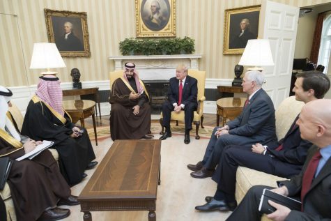 Trump along side Mike Pence and Jared Kushner meet with foreign leaders.