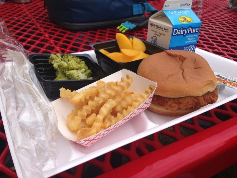 A typical meal available at Lambert on top of a polystyrene tray used by the school.