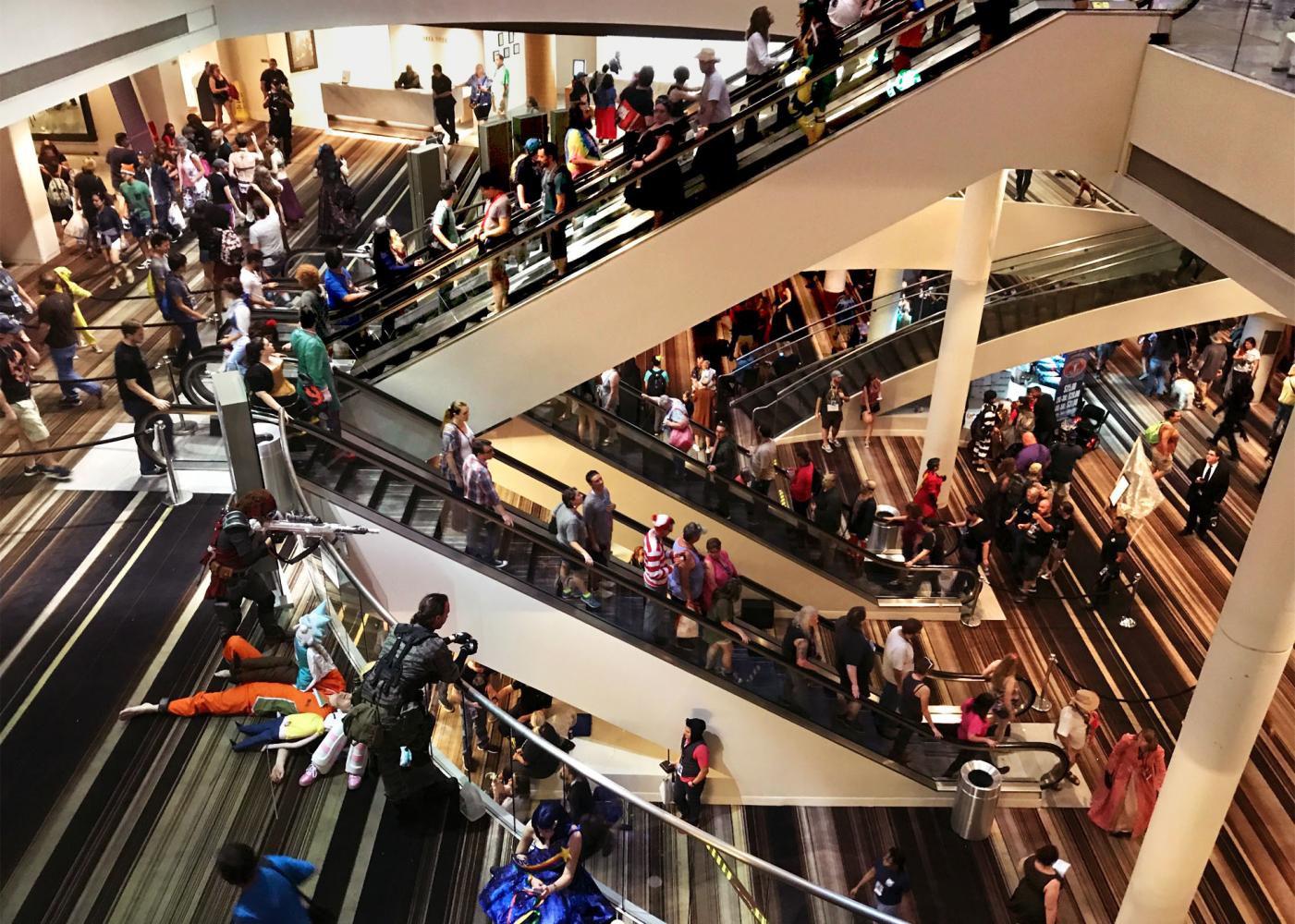 Once I reached the Marriott Marquis I became fully submerged in the Dragon Con experience. It can be a lot to take in, with three open floors full of people. The Marriott Marquis during DragonCon is definitely one of the best places to go people watching.