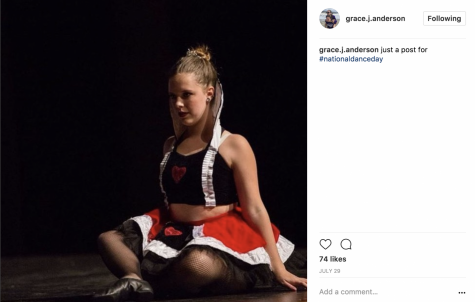 Lambert student Grace Anderson posts a photo of a Lambert Dance Company performance in honor of National Dance Day.