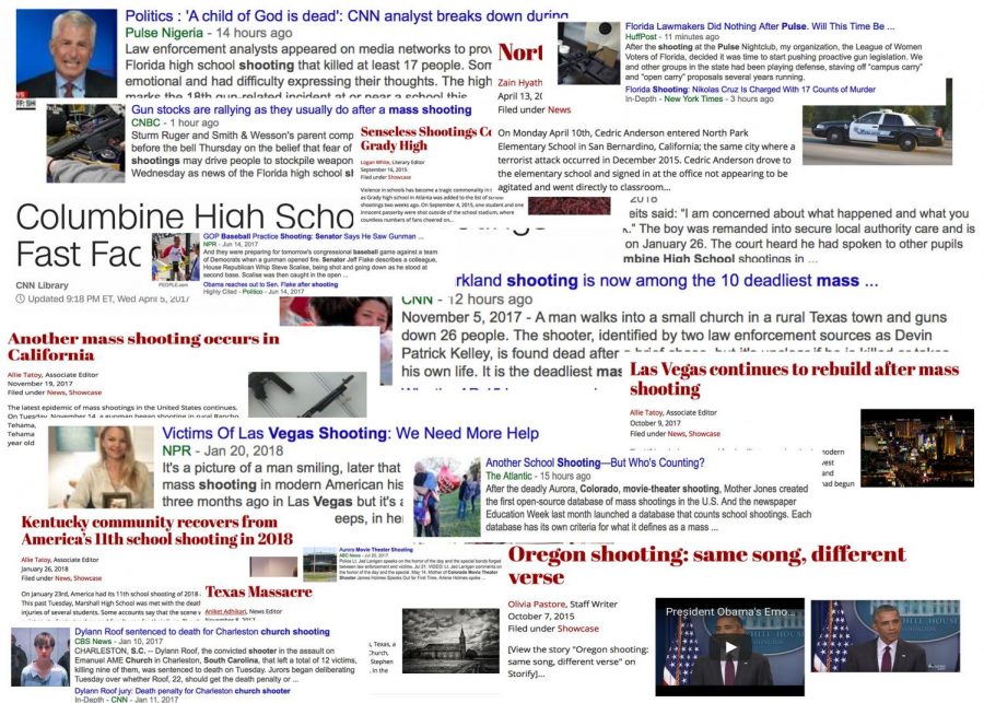 Two months into 2018, the US has already had 18 school shootings. Featured above are headlines from infamous mass shootings from the past few years. 