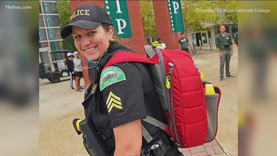 Georgia Gwinnett College Sergeant Ashley Still photoed on the job. Photo provided by Georgia Gwinnett College. Some rights reserved to 11alive.com.  
 
