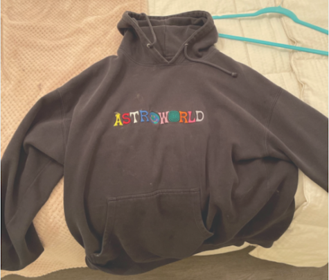 Photo of a Travis Scott fan’s Astroworld hoodie. Tuesday, November 11th, 2021. The Astroworld Festival tragedy has made many fans question their favorite artist’s behavior during the concert. (Samantha Nyazema)
