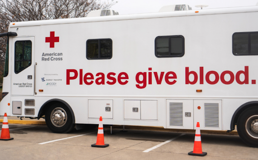 The Red Cross of America’s mobile blood donation center. 11/26/21 (Shutterstock)
