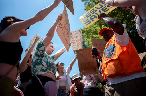 Protesters gather outside the Supreme Court in Washington, DC, after the courts unprecedented draft overturning Roe v. Wade was leaked. (Flicker/jonathan mosh)