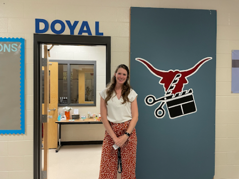 Mrs. Doyal in front of her classroom. Taken by Hunter Dzerve on Wednesday, Aug 31, 2022. 