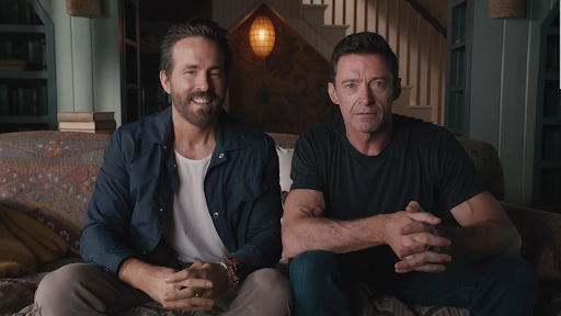 Actors Ryan Reynolds and Hugh Jackman in a youtube video discussing the “plot” of the upcoming film “Deadpool 3” (Ryan Reynolds).
