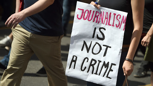 


Sign held up at a protest calling for free journalism. Taken from a CNN article published February 26, 2021. 

(RITTA PEDERSEN/DPA/DPA/AFP via Getty Images)