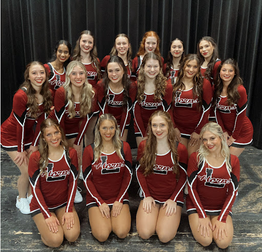 Lambert Dance Team in the auditorium before a halftime basketball performance. Courtesy of Lambert High School.