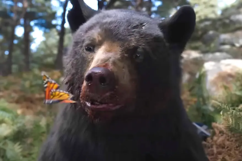 The cocaine bear itself, seconds after mauling a person (as shown in the movie “Cocaine Bear”)
