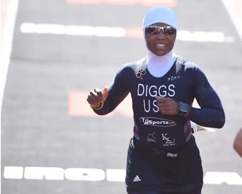 Track athlete Khadijah Diggs running during Ramadan in 2019
