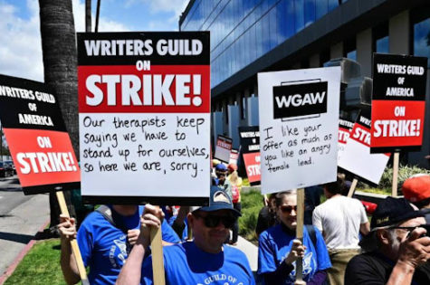 Strikers picket outside of Netflix offices on May 2nd. (Courtesy of Kuow.org)
