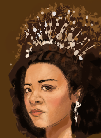 Art of Queen Charlotte from “Queen Charlotte: A Bridgerton Story,” (DJ Kaur)
