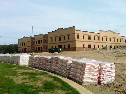 A view of Lambert High School during construction. The primary color of the school was chosen far ahead of its opening, becoming the building’s accent color. (Courtesy of Dr. Gary Davison)
