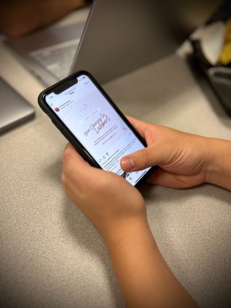 A Lambert High School student on Instagram (Justin Hwang/The Lambert Post), August 21, 2023.
