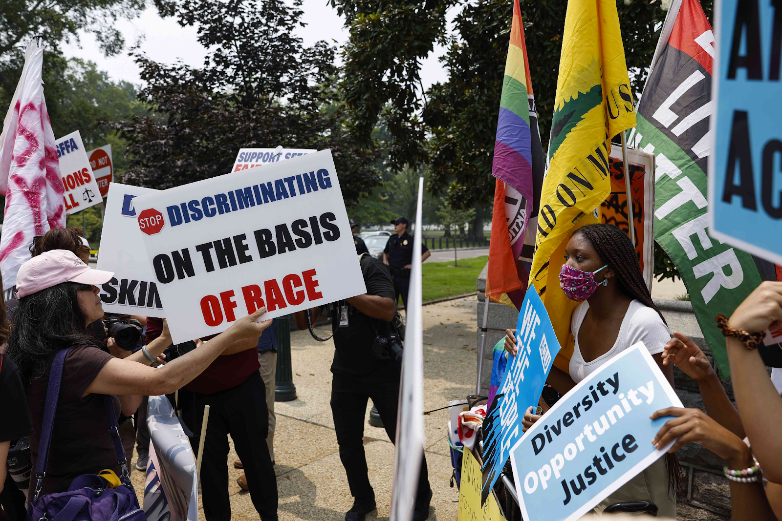 Opposing sides protest on the issue of affirmative action. (Anna Moneymaker / Getty Images)