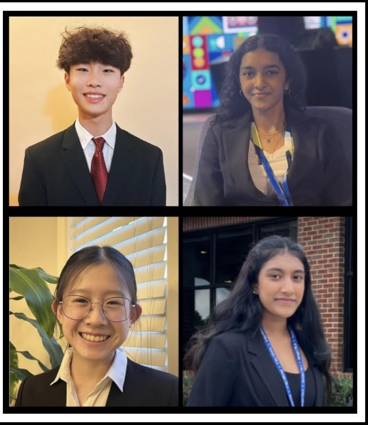 Lambert FBLA’s Freshman Officers Ethan Baek, Shruthi Shankar, Charithra Julapally, and Keyi Liew (clockwise, starting from top right) for the 2023-24 school year (Courtesy of Lambert FBLA’s Instagram)