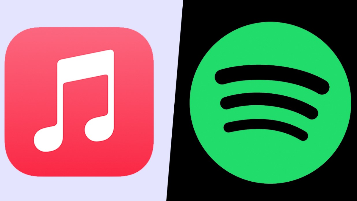 Apple Music and Spotify logos (Tom's Guide)