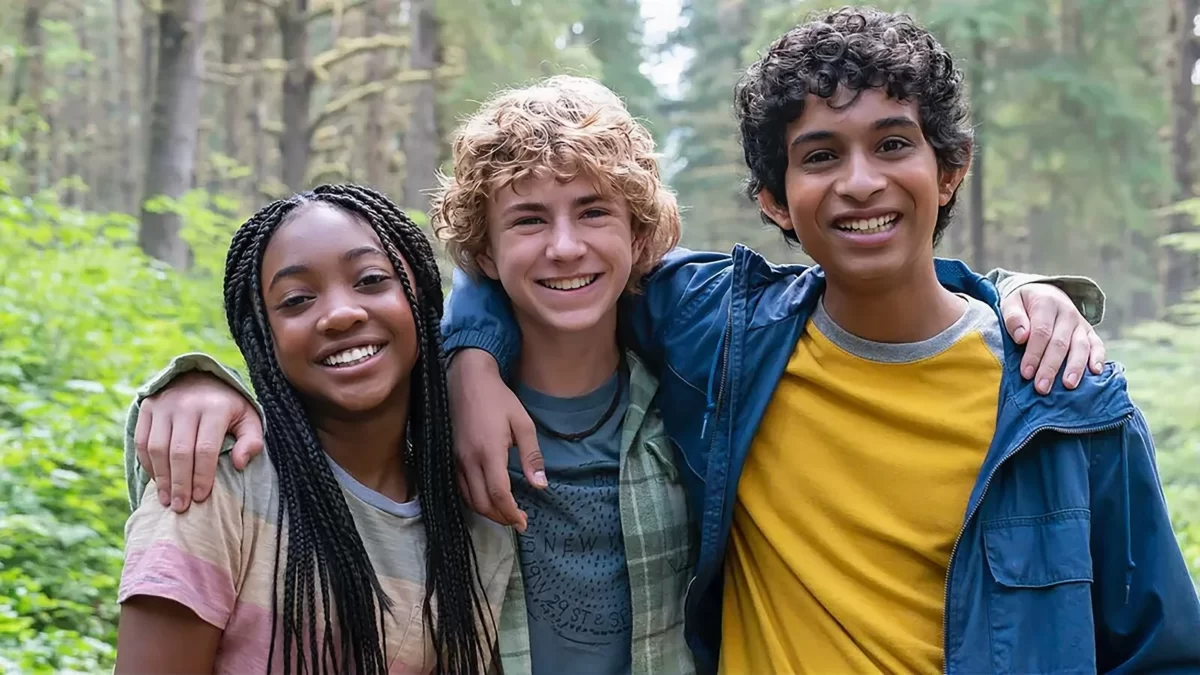 Leah Sava Jeffries (from left), Walker Scobell and Aryan Simhadri star in Disney+‘s series based on “Percy Jackson and the Olympians. Photo: Disney+