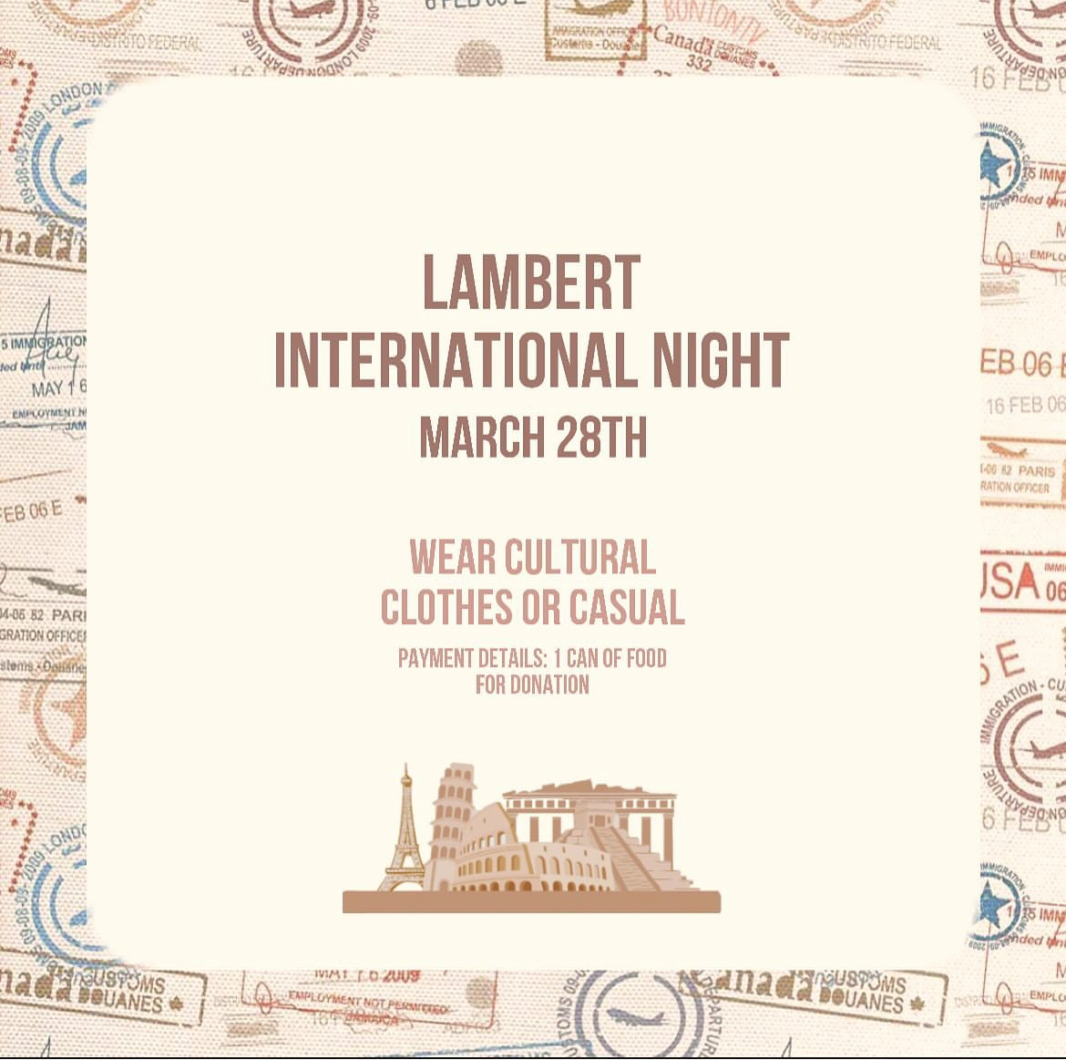 This is an image of Lambert International Club’s Instagram post for International Night. (Courtesy of Lambert International Club’s Instagram) 