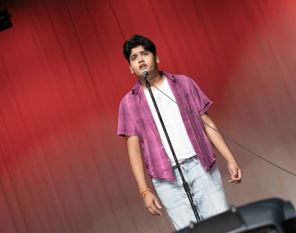 Anurag singing on stage., As provided by Anurag Bhagavathula.