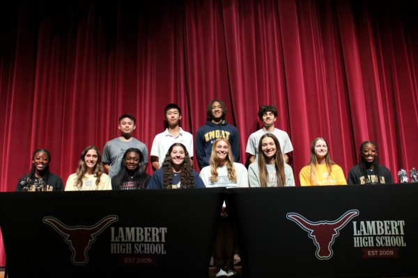 Image of Lambert student athletes from the Spring 2024 signing event