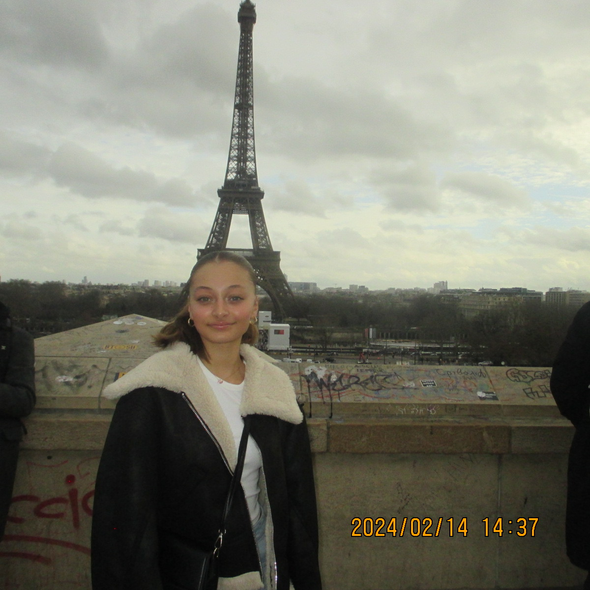 Ambre Desforges on a bridge in front of the Eiffel Tower located in Paris, France, February 14, 2024. (Ambre Desforges)