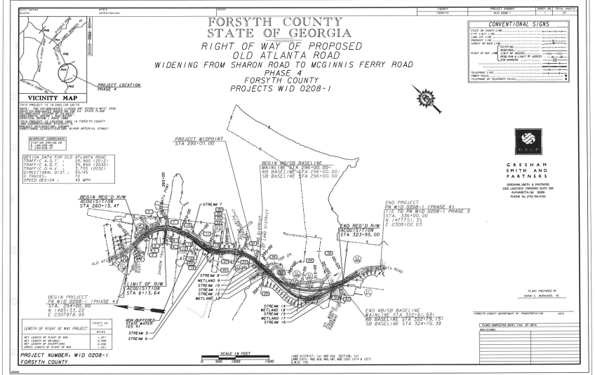 This is a blueprint of Old Atlanta Road and where the road is being widened. (Photo credit: Forsyth County)