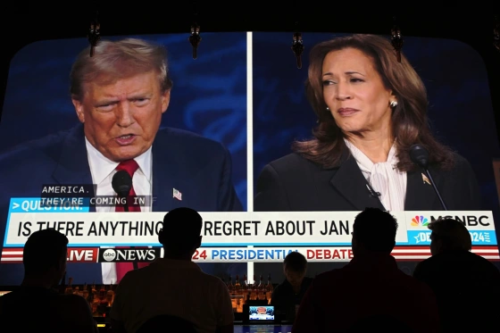 People viewing former President Donald Trump and Vice President Kamala Harris at the presidential debate held on September 10, 2024 (Image from NBC News)