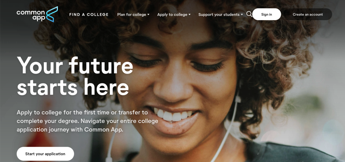 The Common Application home screen on a laptop (Common App)