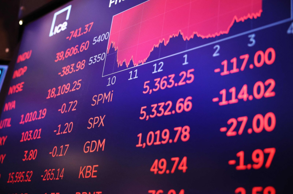 An image of stock market numbers displayed at the New York Stock Exchange (Image from AFP Photo).

