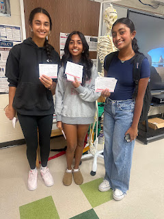 HOSA members pose after filling out their encouragement cards (Credit: Lambert HOSA).

