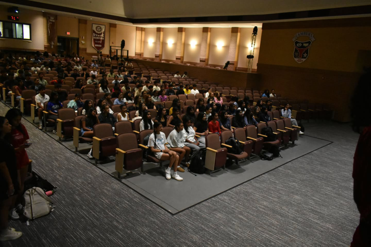 FBLA members attend an FBLA meeting(Vivan Kotla).

