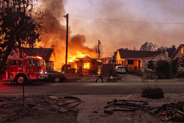  A home burning down as a result of the LA wildfires (Google)