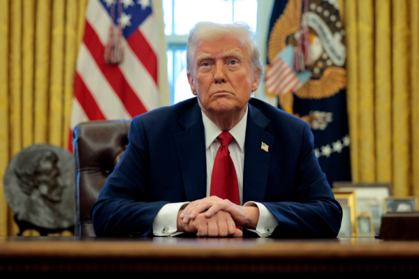 President Donald Trump talks to reporters at the White House on January 30, 2025 (Chip Somodevilla)